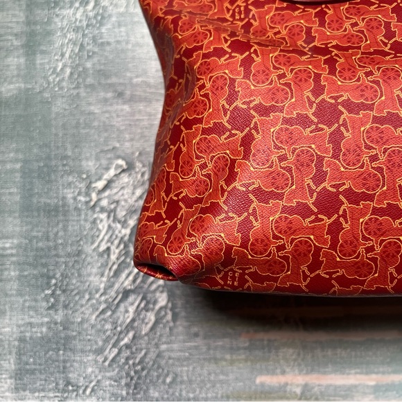 Céline Vintage Le Horse Carriage Saluki Monogram Tote Orange Red Tone & Silver - Picture 4 of 16